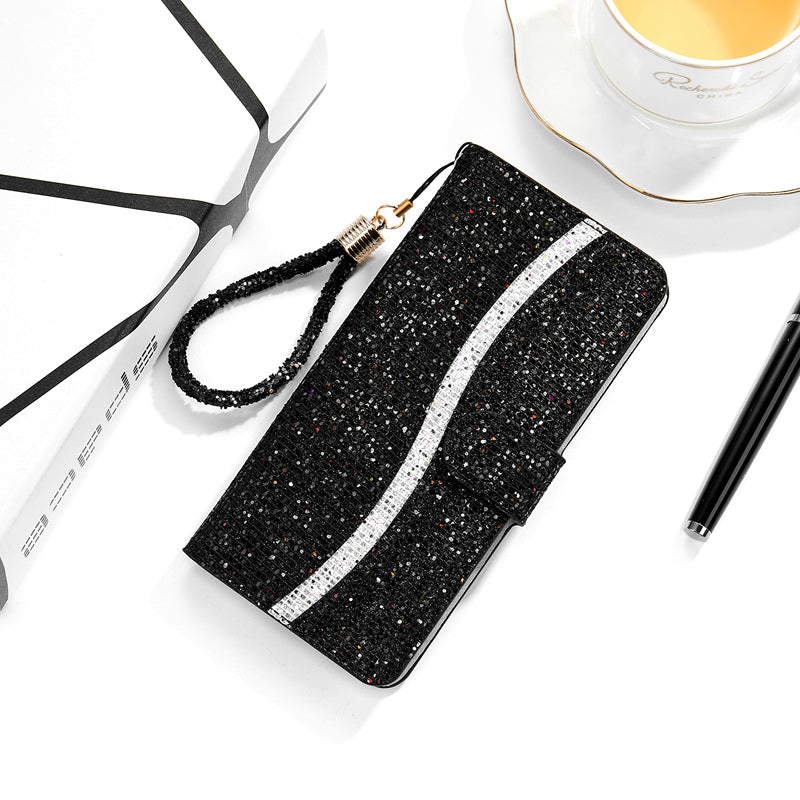 Shiny wallet lanyard phone case for huawei